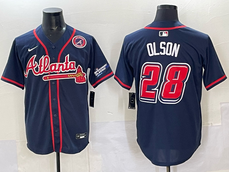 Men Atlanta Braves 28 Olson blue Nike 2025 MLB Jersey style 007